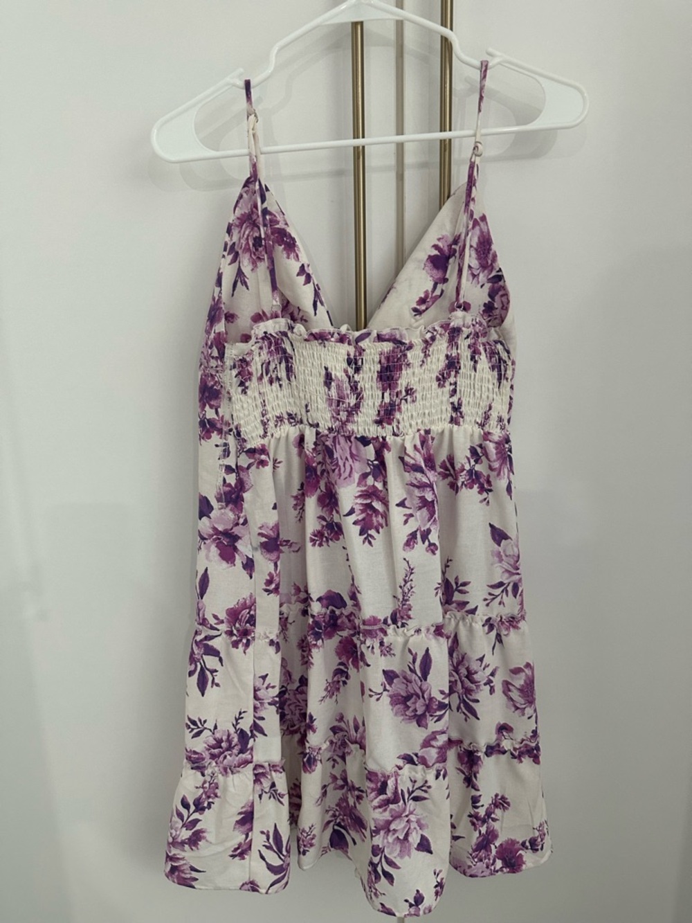 White & Purple Floral Tie-Front Sundress size M - Picture 2 of 6